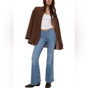 Free People We the Free Keira Flare Pull On Blue Women’s Jeans Sz 28 NWT